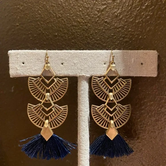 Stella Dot Jewelry Stella Dot Aida Tassel Navy Earrings